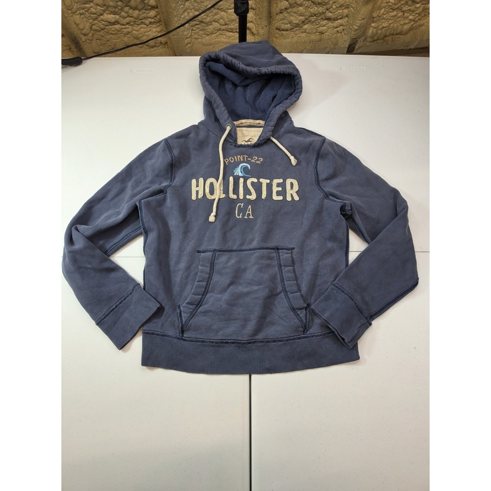 Y2K Vintage Hollister Point-22 Hoodie Distressed Blue Size L